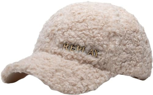Replay Damen Cap mit Teddyfell, Beige (Beige 0123), OneSize