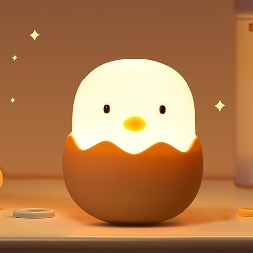 Veilleuse Enfant, Veilleuse Bébé Lampe de Nuit Dimmable Lampe Enfants en Silicone, Veilleuse Portable Rechargeable Veilleuse pour Chambre de Bébé,Cadeaux d'anniversaire et de Noël(Coquille D'œuf)