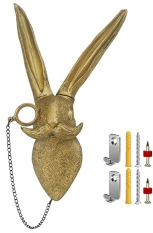 Juedawyal Hasenkopf Kunstharz Tier-Wandhalterung, Kunst-Dekor, bronzefarbener Hasen-Wandbehang, Ornamente, Vintage-Kunst, Wandskulpturen, Heimdekoration für Schlafzimmer, Urlaubsgeschenke