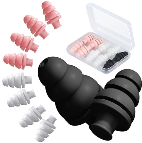 Ear Plugs for Sleeping Noise Cancelling, 5 Pairs Reusable Earplugs for Sleeping, Concert, Travel, Work,Snoring, 33dB SNR(3 Colors)