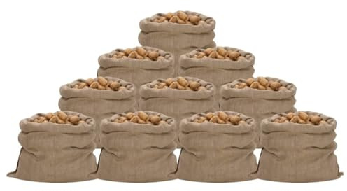 vidaXL Jutesack 10 STK., Sack für Haus Garten, Jutebeutel für Transport von Spitzen und kantigen Materialien, Kartoffelsack Jutesäckchen, 100% Jute