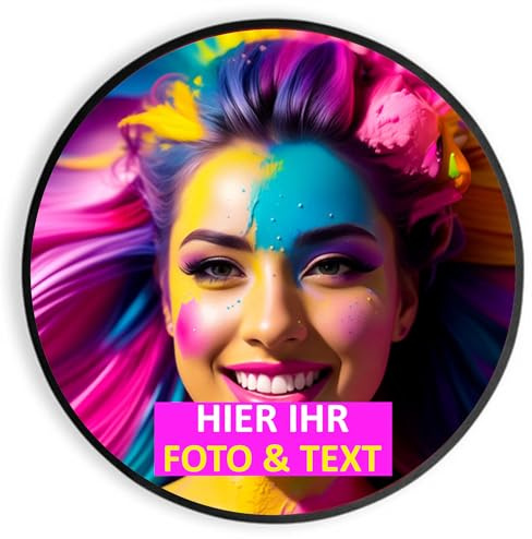 Kiwistar UG - Fußmatte - 100 cm rund - individuell - personalisiert mit Foto und Wunschtext - selbst gestalten - Geschenk - für Büro, Haus, Fussabtreter - rutschfest und waschbar