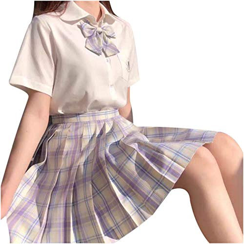 Skang Sommerröcke Damen Midi Mode Frauen Plaid Plissee A-Linie Rock -Burnout Hohe Taille Kurzer Rock Sommer Klamotten Teenager Mädchen