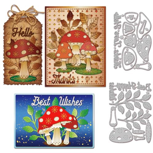 GLOBLELAND Stanzschablonen Pilze Blätter Metallstanzformen für DIY Scrapbooking Fotoalbum Dekorativ