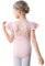 Aiseyi Ballettkleidung Mädchen Ballett Trikot Kinder Rüsche Kurzarm Turnanzug Baumwolle TanzBody Ballettanzug mit Kreuzrücken Rosa 120