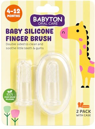 Babyton Baby Silikon-Fingerbürste – doppelseitig zur Reinigung und Massage des Zahnfleischs, sicher für Babys von 6–24 Monaten
