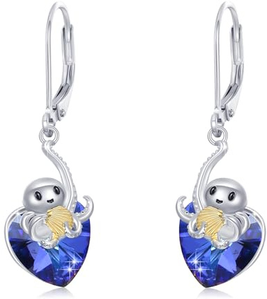 PARYFO 925 Sterling Silber Ohrringe Ozean Tier Ohrringe für Frauen Mädchen Schildkröte Ohrstecker/Seepferdchen/Oktopus/Delphin/Krabbe/Schildkröte Ohrringe Hypoallergene Ozean Schmuck
