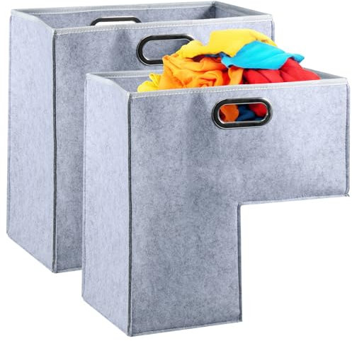 2 Stücke Treppenkorb Stufenkorb Mit Edelstahl Griffen Faltbarer L Förmiger Treppen Organizer Korb Treppenkorb Stufenkorb Filz Für Wäsche Spielzeug Haushaltsgegenstände (hellgrau)