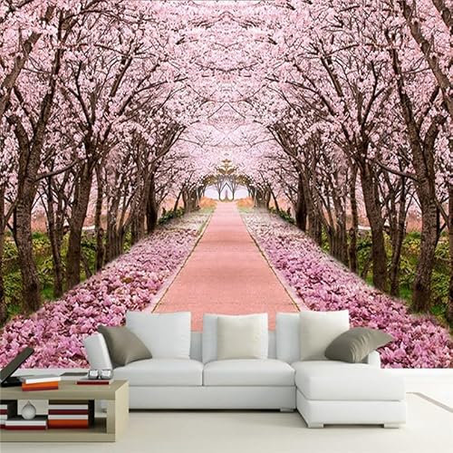 Fototapete Kinderzimmer Wandtapete Sakura Pink Trail Tapete 200 x 140 cm Vliestapete Wandbild 3D Art Effekt Moderne Wanddeko Schlafzimmer Büro Flur