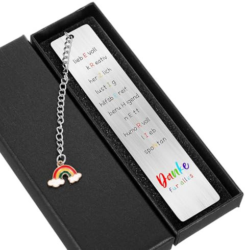 JIEYAO Danke Lesezeichen Abschiedsgeschenke für Lehrer, Erzieher Geschenk Lesezeichen Edelstahl Lesezeichen mit Geschenkboxen Dankeschön Geschenke für Erzieher Lehrerin Abschluss Geburtstag Weihnachts
