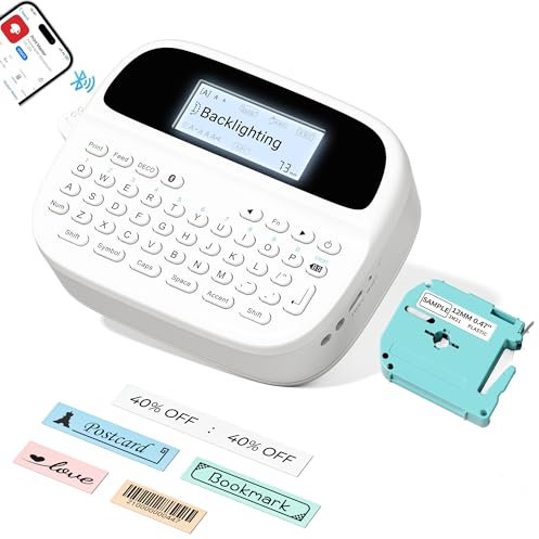EazeID Beschriftungsgerät Handgerät Bluetooth Etikettendrucker Tragbarer Etikettiergerät, M950 Handgerät Label Maker Printer mit Etiketten Labeldrucker, Schreibmaschine for Büro Home Office Schule