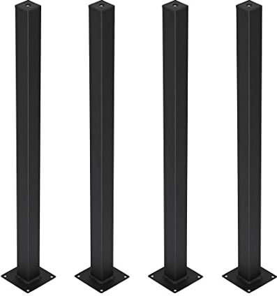 H JINHUI 30cm Adjustable Metal Table Legs, Black Straight Cabinet Legs, Heavy Duty Coffee Table Legs, Sofa Bar Table Furniture Legs, with Screws and Floor Protectors for Home Office Dining DIY