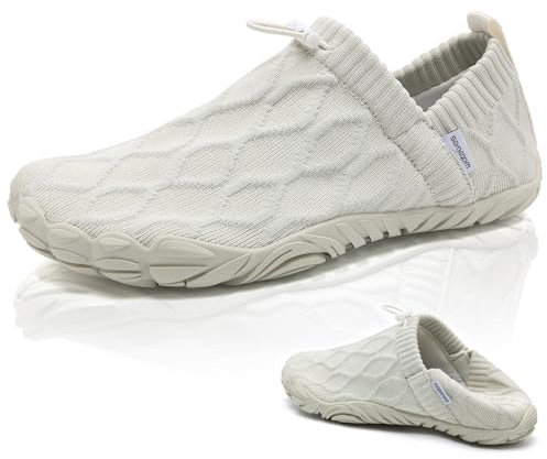 WateLves Barfußschuhe Damen Herren Zehenschuhe Traillaufschuhe Weich Hausschuhe Bequem Barfussschuhe Fitnessschuhe Männer Frauen Trainingsschuhe für Joggen Wandern Minimalistische (097Beige,40EU)