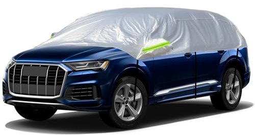 CICMOD Halbgarage Auto, Winter Autoabdeckung für EIS Sonne Staub Schutz Halbgarage Auto Abdeckplane Scheibenabdeckung Universelle für SUV