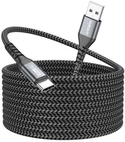 SUNGUY Cable USB C 5 m, Largo USB 2.0 Cable USB C Carga Rapida Nylon Braided Cable USB a USB C para iPhone 16/15 Pro Max Plus, Galaxy S10, S9, S8 Plus, LG V50 V40, Moto G7 G8, LG G7 / V30