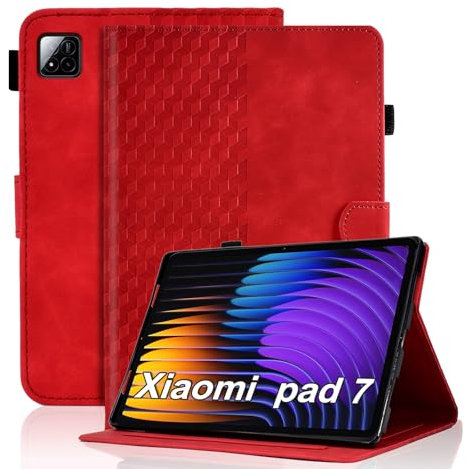 Vkooer Case for Xiaomi Pad 7/7 Pro 11.2 inch 2024 Premium PU Leather Folio Cover Smart Shell with Auto Sleep/Wake Multi Angle Viewing Stand for Xiaomi Pad 7/7 Pro Tablet, Red