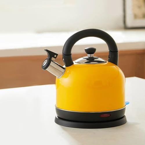 MGHRUE Large Electric Kettle, Jug Kettle Cordless Fast Boil 1.5KW, Stainless Steel, Whistle Alert, Easy Pour, Auto Shut-Off, Boil-Dry Protection for Kitchen Office Hotel