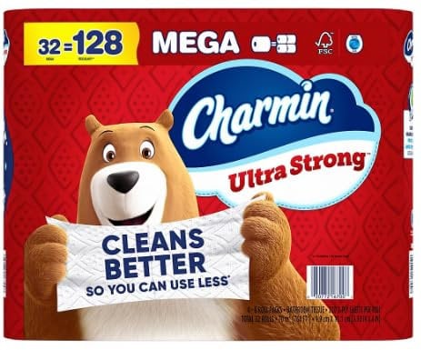 Charmin Ultra Strong Mega Roll Toilet Paper, 32 ct./220 sheets per roll- ROLL SIZE 32=128