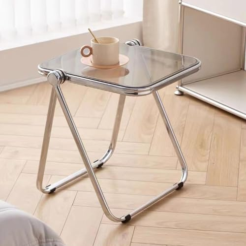 Table d'appoint pliante moderne grise pour canapé de jardin, boissons, TV, dîner, table de chevet carrée 44 x 36 x 41 cm