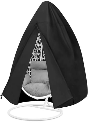 MEKOTRIN Egg Chair Cover, Outdoor Single Seat Chair Cover Waterproof 420D Oxford Fabric Windproof for Hanging Swing Chair with Zipper&Drawstring 190x115cm Black for Garden Furniture