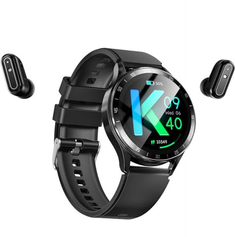 Denash Smart Watch with Earbuds,1.39 HD Screen Fitness Tracker, 2 in 1 Smartwatch with Blood Oxygen Heart Rate Sleep Monitor for iOS & Androd