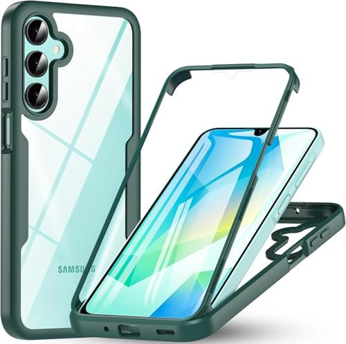 LIUKM Hülle für Samsung Galaxy A56 5G, Stoßfestes Case mit Displayschutz, 360° Rundumschutz Transparente Doppelseitige Schutzhülle, Robuster Bumper,Etui für Samsung Galaxy A56 5G - Grün