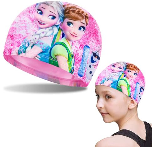 Cuffia Piscina Bambino, Cuffie Piscina Bambini frozen, Cuffia da Nuoto Unisex, Cuffia da Nuoto da Cartone Animato per Studenti per Bambini