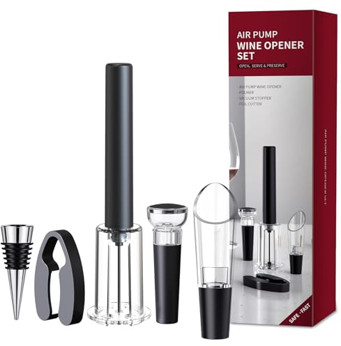 Tycoonest Druckluft Korkenzieher Wein Set, Pumpe Weinöffner mit Kapselschneider