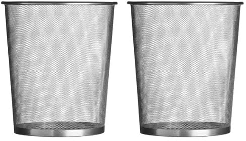 Premier Housewares Large Mesh Waste Paper Bin Silver Bedroom Bin Small Bin Rubbish Bin Waste Bin Recycling Bin for Bedrooms 35 x 30 x 30 cm (Pack of 2)