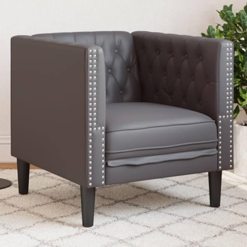 SKM Chesterfield-Sessel Grau Kunstleder,Möbel,Sofas,Grau,16.7KG,372655