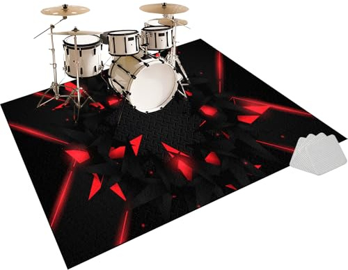 Tapis Batterie Acoustique Insonorisant, Tapis pour Tambour Electronique, Tapis pour Batteries Percussions Professionnel, Tapis de Tambour Insonorisé, Instruments de Musique Tapis de sol 100 x 80 cm