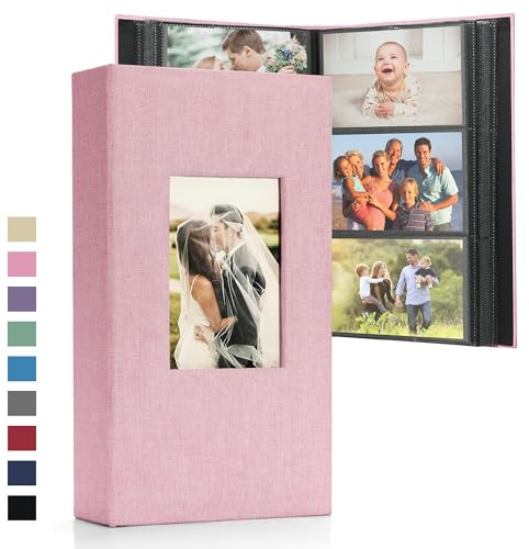 DazSpirit Stort fotoalbum plug-in album för 300 foton (10 x 15 cm) | Linnebindning, personlig, perfekt för familj, bröllop, resor och bebispåminnelser, fotobok för instickning