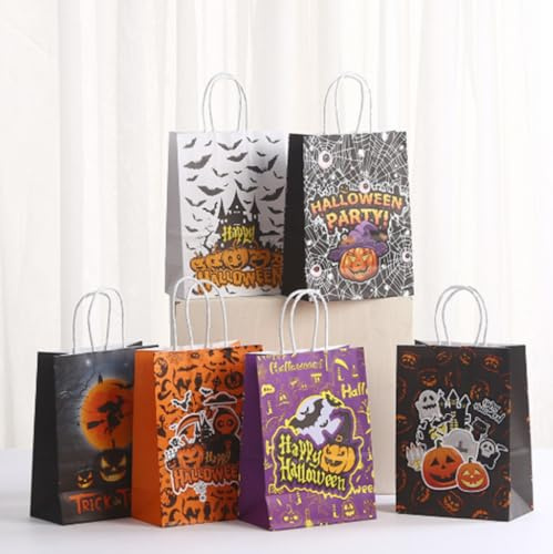 12 Stück Halloween Geschenktüten Mit Griffen, Tüten Für Süßigkeiten, Party Dekoration