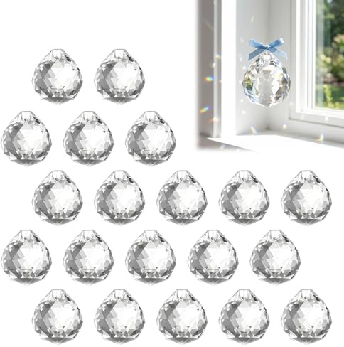 20 Pcs Atrapasoles Cristal Colgantes, 20mm Cristales Prismáticos Atrapasol para Colgar, Atrapasoles Crystal Suncatchers Decoracion para Decoración de Hogar Ventanas Jardín Cristales