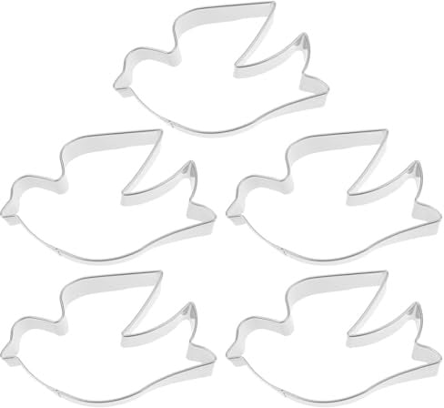 LOLIPPYY 5 Stücke Ausstechform Taube aus Edelstahl Plätzchenformen für Fondant und Selbstgemacht Plätzchen Spülmaschinengeeignet für Hochzeit und Kommunion