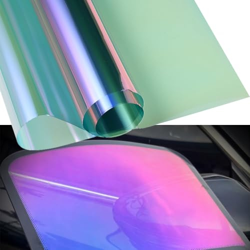 Blueshyhall Film teinté pour fenêtre de voiture - 65 % VLT - Violet profond et rouge - Dégradé de violet profond et rouge - Protection solaire UV - Pour vitre arrière de voiture, fenêtre latérale
