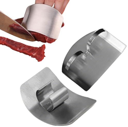 ApexPine 2 Pcs Stainless Steel Finger Guards for Kitchen Cutting | 2 pack stainless steel finger guards, single double finger design for kitchen chopping cutting safety accessory