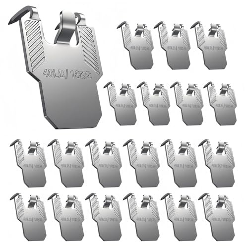 20Pcs Claw Picture Hanger Hooks for Plasterboard Walls, Drywall Picture Hanging Kit No Nails, Holds up to 40lb,No Damage Hanging Hooks for Securely Hanging Pictures,Frames,Wall Art,Home Decor Silver