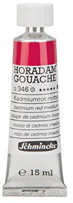 Schmincke - Horadam Gouache, Kadmiumrot mittel, 15 ml-Tube, 12 346 006, feinste Gouache, natürliche Deckkraft, höchst pigmentiert, farbintensiv und matt