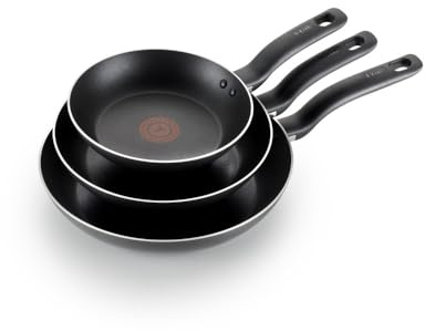 T-fal Specialty Nonstick Fry Pan Set 3 Piece, 8, 9.5, 11 Inch, Oven Broiler Safe 350F, Cookware, Pots and Pans Set Non Stick, Kitchen Frying Pans, Skillets, Durable, Dishwasher, Black