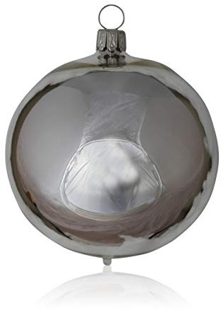Lauschaer Glas Christbaumkugeln Silber Glanz 4 Stück d 10cm Christbaumschmuck Weihnachtsbaumschmuck mundgeblasen