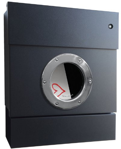 Radius Briefkasten Letterman 2 schwarz mit LED-Klingel blau und Zeitungsrolle 505 F-KB