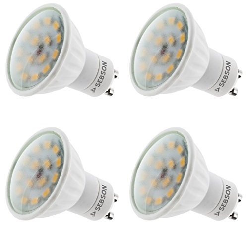 SEBSON LED Lampe GU10 warmweiß 5W - 4er Set - ersetzt 35W Halogen, 380 Lumen, GU10 LED Strahler 230V, LED Leuchtmittel 110°, ø50 x 58mm - Deckenstrahler