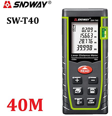 Sndway® - Distanziometro laser dotato di righello a infrarossi, telemetro laser, livella a bolla, adatto per misurare aree e volumi; distanza coperta 40/60/80/100 metri
