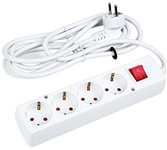 Jonex Steckdosenleiste 4-Fach mit Schalter 1,5, 3, 5 und 10 m Kabel, Schuko-Steckdose, weiß, 3,0 Meter, PS-WS