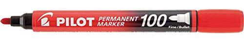 Pilot SCA-100-R – Pack of 12 Permanent Markers with Conical Tip, Red