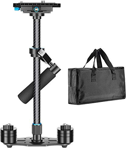 Neewer Stabilizzatore Portatile in Fibra di Carbonio 60cm con Piastra a Sgancio Rapido Viti 1/4” 3/8” per Fotocamere DSLR Videocamere Canon Nikon Sony ecc. da Massimo 3KG Nero