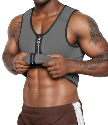 Combinaison de sudation Hot Body Shaper sauna pour homme en néoprène gilet minceur perte de poids au ventre XS gris