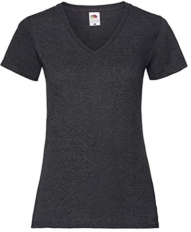Fruit of the Loom Ladies Lady Fit Valueweight V Neck Short Sleeve T Shirt (XL) (Dark Heather)