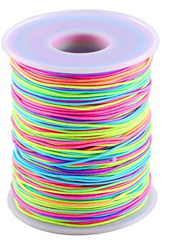 ManYee Elastische Kordel, Ø 0,1 mm, elastisch, Mehrfarbig, für Schmuck, Armband, Halskette, eine Spule von 100 m, Regenbogenfarben, perfekt für Perlenprojekte und Kunsthandwerk